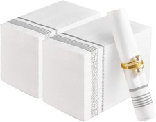 200 Paper Napkins Disposable Guest Towels, 3 ply Silver Dinner Napkins  Soft