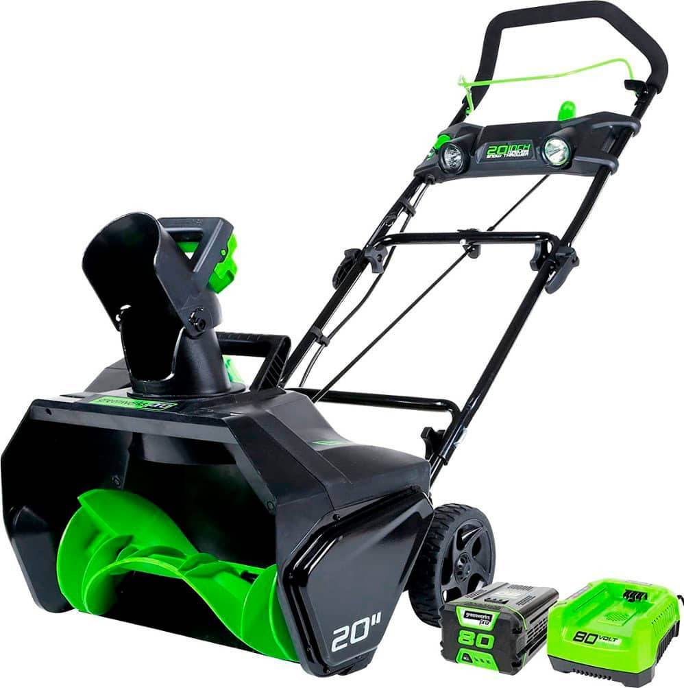 Бесколлекторный снегоочиститель Greenworks - 80V 20Cordless с аккумулятором емкостью 4,0 Ач и R...