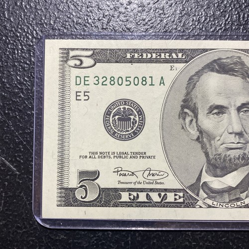 💎 RARE $5 FRN 2003 Crisp UNC ERROR REVERSE Shifting /Cutting/Ink F/B See Pics - Picture 11 of 13