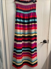 Multicolor Striped Strapless Maxi Dress