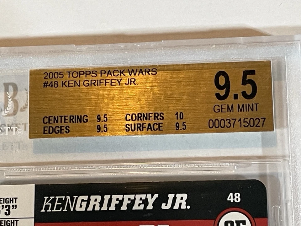 Griffey Jr 2005 Topps Pack Wars 3-BGS 9.5 With 10 Sub #48 - Image 2 of 3