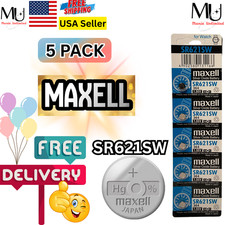5 PCS MAXELL SR621SW 364 Silver Oxide Watch Battery Made in Japan EXP. 2032 