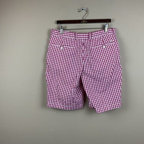 RLX Ralph Lauren pantaloncino uomo 34 x 9 rosso bianco check cotone poliestere - Foto 4 di 10