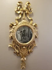 VTG Tall Rococo Gilt Wall Mirror Ribbon Bow Cascading Acanthus Leaves & Acorns