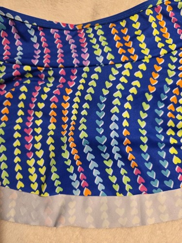 Land's End Kids Swim Skort Skirt Girl’s Size 10 Blue With Hearts, NEW - Picture 2 of 3