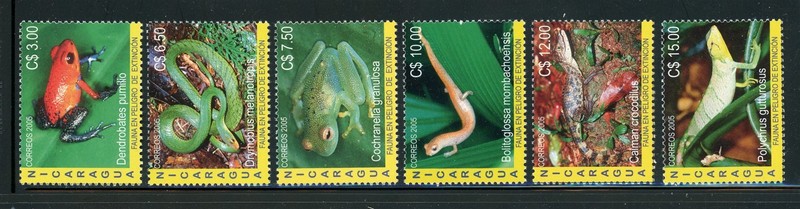 NICARAGUA MH Modern Sets Selections: Scott #2458-2463 Reptiles Amphibians CV$10+