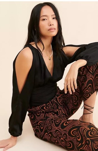  HUTCH FOR ANTHROPOLOGIE WOMEN'S BLOUSE TOP ON/ OFF SHOULDER  LS MULTI S $120.00