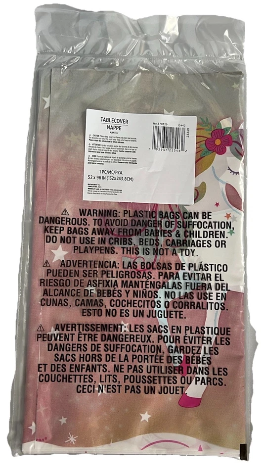 Mantel de plástico unicornio encantado 54" x 96" decoración fiesta cumpleaños Foto 4 de 4