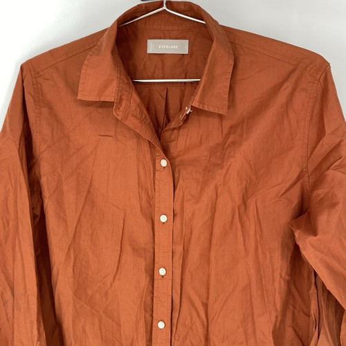 Top de picnic Everlane de popelina relajada naranja con botones para mujer talla 6 - Imagen 3 de 9