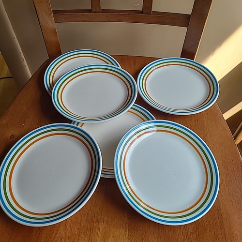 Syracuse China 6 3/8" Dessert Pie Plates Syralite Spectrum Pattern LOT 6 USA - Picture 5 of 7