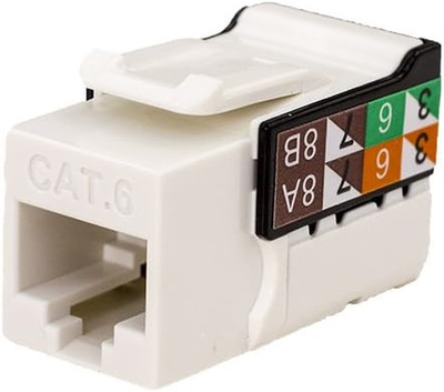 CAT6 RJ45 Keystone Jack, V-Max Series - White Color - (50 Pack)