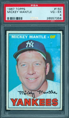 1967 Mickey Mantle Topps PSA 4 VG-EX #150 Yankees