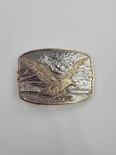 Vintage Belt Buckle Trucker Western Cowboy Rodeo Fly Eagle Double Color 42382