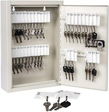Key Storage Lock Box with Code, Locking Key Cabinet, 40 Key Holder Wall Mount