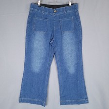Unbranded Women's Blue Wide Leg Jeans Size L Stretch Cotton Blend