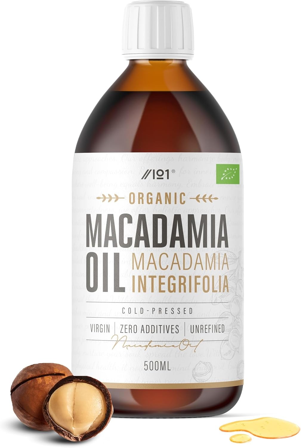 Organic Macadamia Oil 500ml – Unrefined & Cold Pressed Premium Macadamia Nut