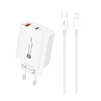 20-W-Usb-A/Usb-C-WandladegeräT Mit 1 M Usb-C-Kabel - Iphone Lightning - Weiß