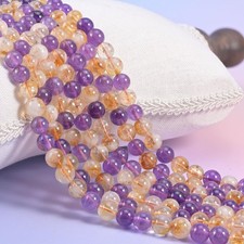 Amethyst Citrine Mixed Round Beads 6mm 8mm 10mm 12mm Purple Gold 15.5in