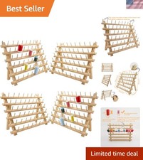 4X60 Spools Wooden Thread Rack/Thread Holder Organizer with Hanging Hooks for...