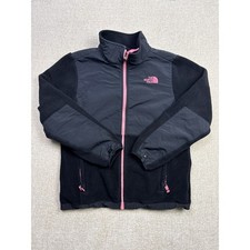 The North Face Girls XL 18 Denali Fleece Jacket Black Pink Full Zip Mock Neck