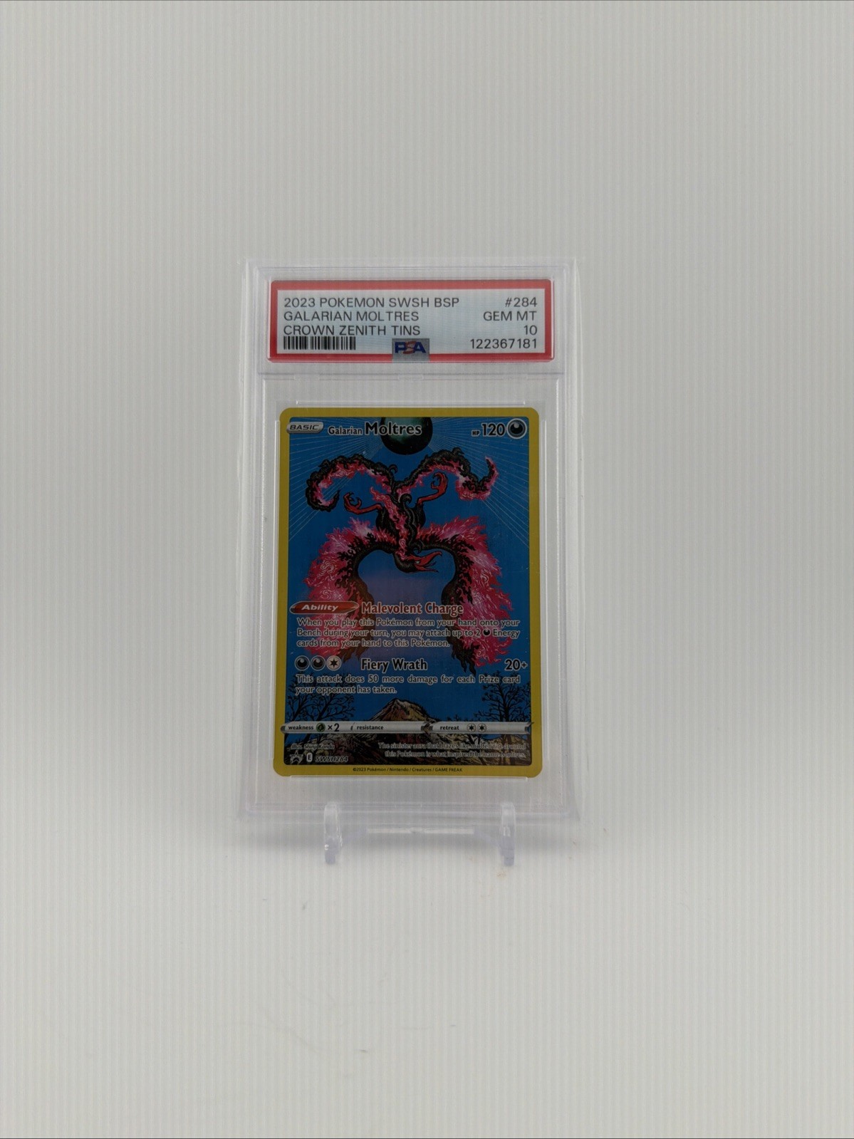 Pokemon Galarian Moltres Crown Zenith Tins Black Star Promo SWSH284 PSA 10