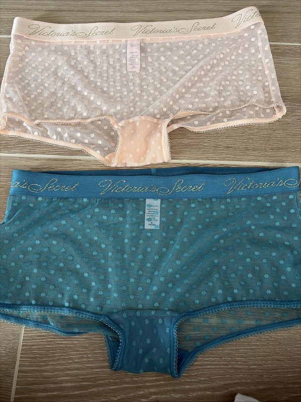 VICTORIA'S SECRET LAVISH TEAL BLUE & PINK LACE POLKA DOT SHORTIE -M