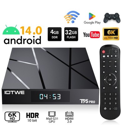 T95 Smart TV BOX 4GB+128GB Android 14.0 Quad Core 5G WIFI Netzwerk Media Player