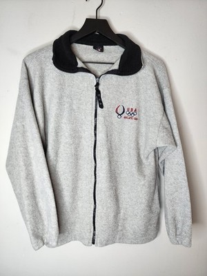 USA Beijing 2008 Olympics Embroidered Fleece Zip Up Jacket Gray Adult Medium