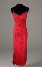 Tiffany Designs Red Silk Beaded Gown Open Back Train Size 8 Formal Evening Dress