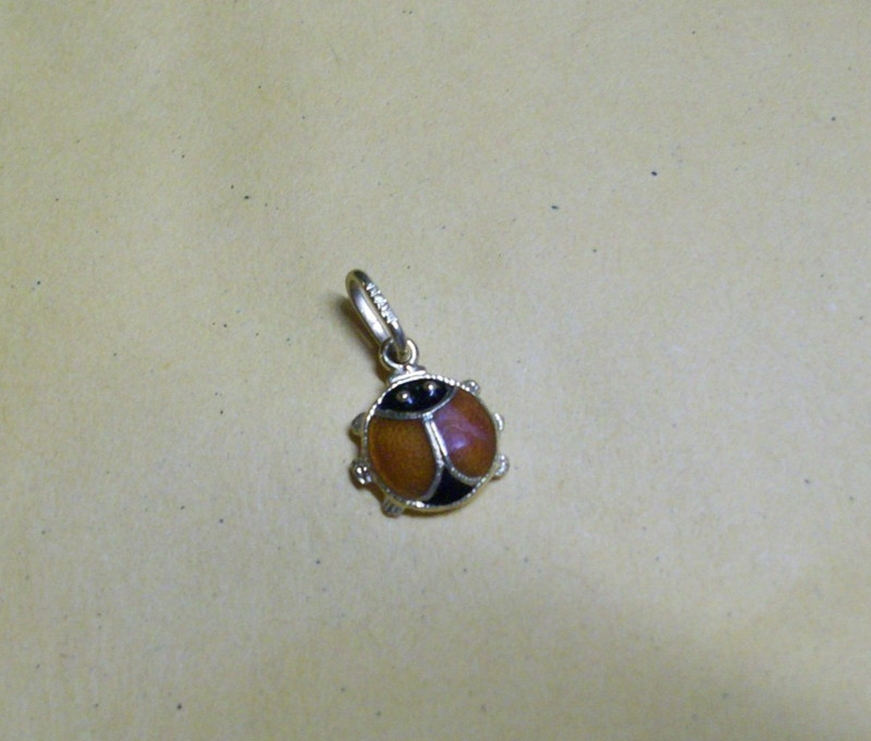 14K Gold ladybug necklace pendant  "K14 Italy" tested