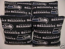 SEATTLE SEAHAWKS 4 CORNHOLE BEAN BAG CAMPING TRAVEL