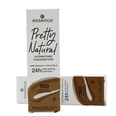 2x Essence Pretty Natural Hydrating Foundation 190 Neutral Sandstone 30ml - NEU