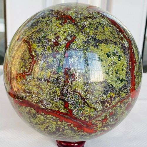 Natural dragon blood stone quartz sphere crystal ball reiki healing 4120G - Picture 11 of 12