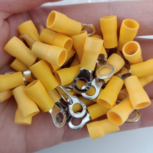 50-200Pcs Yellow 12-10 Gauge Car Ground Wire Ring Terminals Vinyl Connectors - Picture 10 of 13