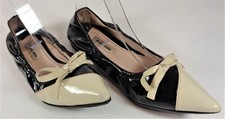 Miu Miu women's black/cream patent leather flat EU35.5 US 5 1/2