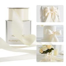 Ivory Satin Ribbon 2 inch Wide Double Faced Satin Ribbon Beige Ribbon for Gif...