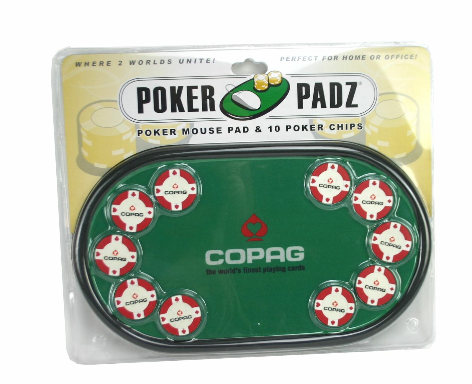 Mäusepad im Form Pokertisch, Poker Mäusepad mit 10 Poker Chip
