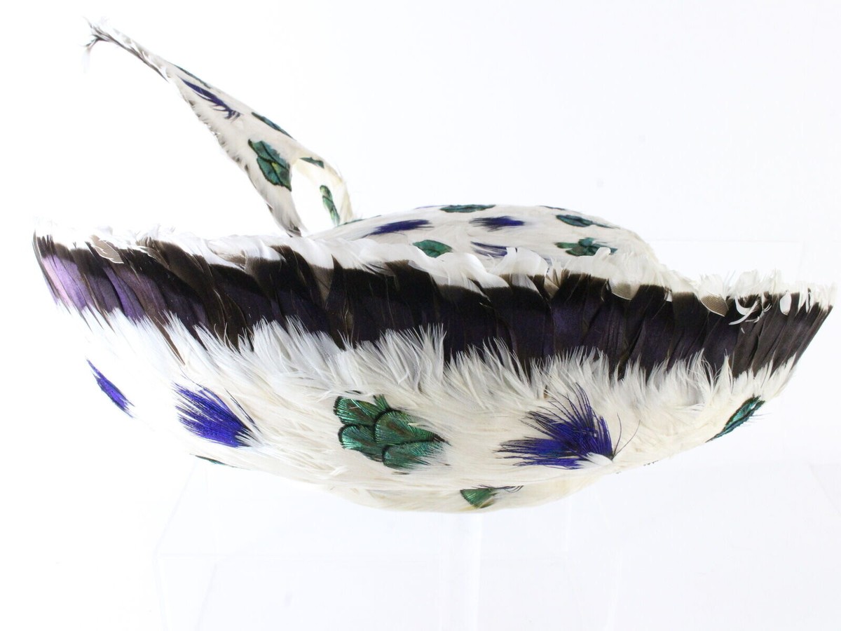 Jack Mcconnell New York Ladies Felt Hat W/ Feathers Jack McConnell New York Ladies White Wool Felt Hat W  main image 2