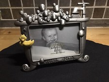 FETCO HOME DECOR SILVER METAL BABY PICTURE FRAME, 3.5" X 5"