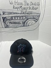 New Era 9Twenty Miami Marlins Adjustable Hat Cap Black Adjustable Strap NWT