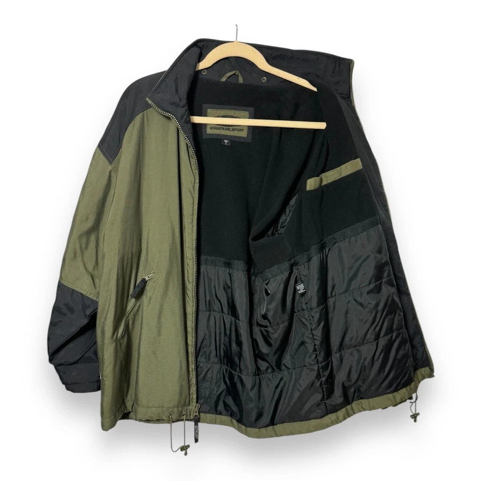 Structure Sport Jacket PU-Coat Nylon Weather Resistant insulated Men L Green VTG - Image 4 of 4