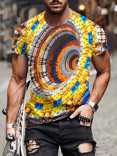 Visual Illusion 3D Print T Shirt Mens Designer Clothes Summer Women Casual Shirt - Picture 8 of 33
