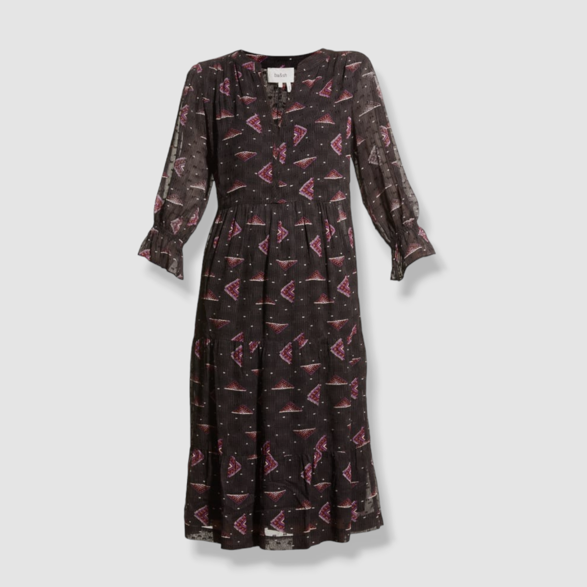 Robe midi femme Ba&sh noire imprimée calliope à plusieurs
