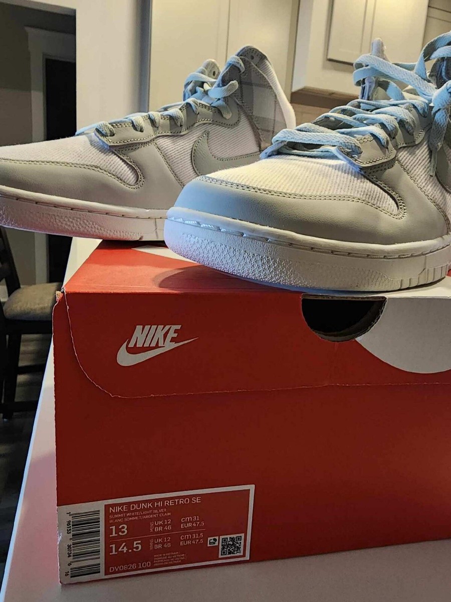 Size 13 Nike Dunk High Retro SE Light Silver/Summit White 2022