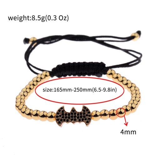 Charm Men's Cubic Zircon Bead Viking Buddha Batman Skull Bead Macrame Bracelets - Picture 12 of 115