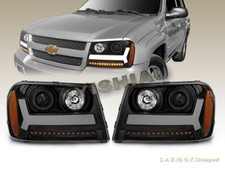 06-09 Chevrolet Trailblazer Lt Projector Black Headlights Lamps Led Bar