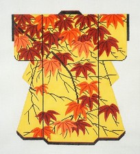 Autumn Japanese Maple Leaves LG. Kimono handpainted Needlepoint Canvas by LEE