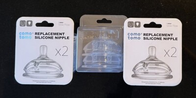 ComoTomo Silicone Replacement Nipple  Pack of 2 Slow Flow *BRAND NEW*  Lot of 3