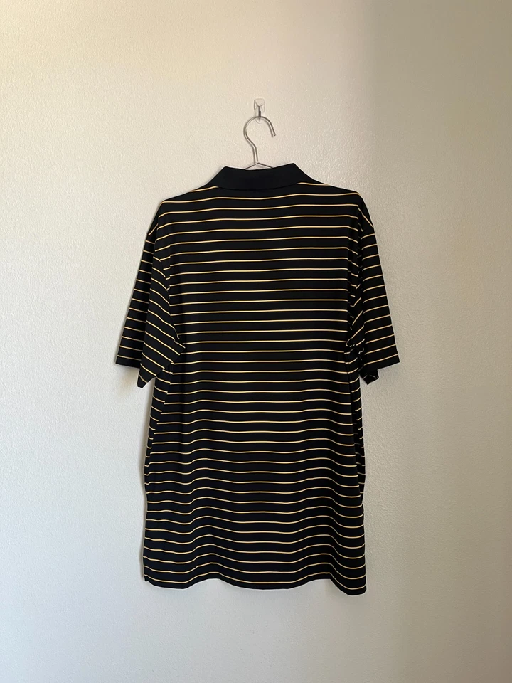 Polo de golf Peter Millar para hombre cómodo de verano a rayas en negro/amarillo talla GRANDE Foto 3 de 4