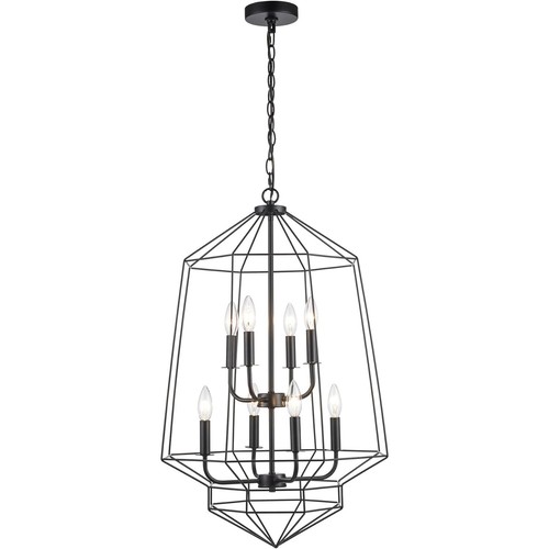 Trans Globe 31” 8-Light Black Pendant, Modern Ceiling Light Journey Collection